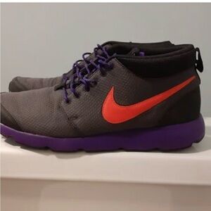 Nike Charcoal and Violet Shoes with Bright Orange Logo